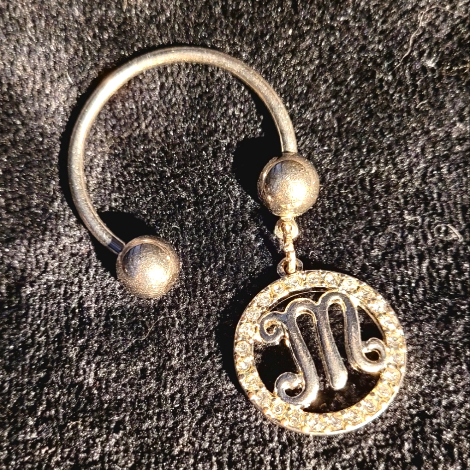 Initial "M" Silver Keychain